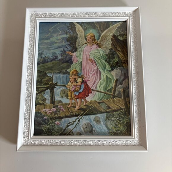 Guardian Angel 8x10 Framed Print Religious Nursery Wall or Tabletop Decor - Picture 1 of 4